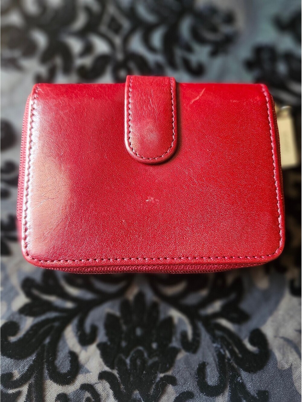 Hobo International Red Nappa Leather Zip Around Wallet